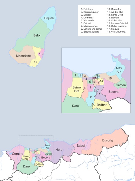 Mapa dos sucos de Dili